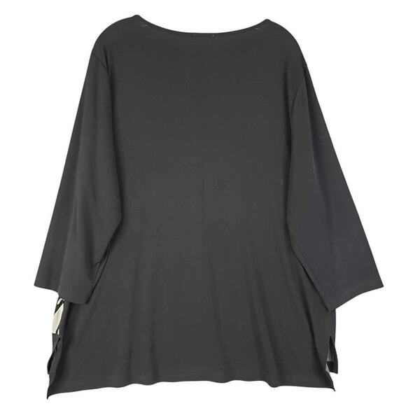 Chicos Travelers Tunic Women’s Shirt Size 3 US XL Black Animal Print Slinky Knit - Picture 3 of 8